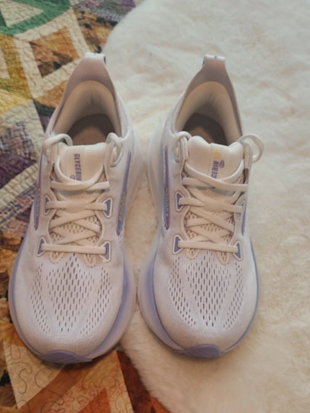 Brooks GTS 22 Glycerin White Lavender Running Casual Lace Up Sneakers 7.5